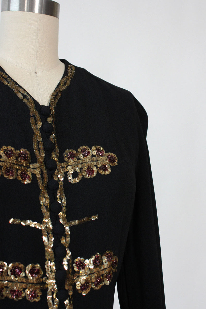 Sequined 1940s Scroll Shirt S/M