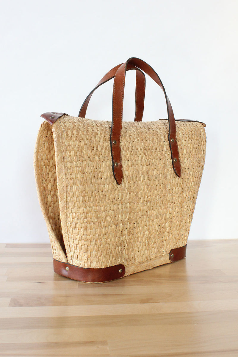 Leather Trimmed XL Basket Bag