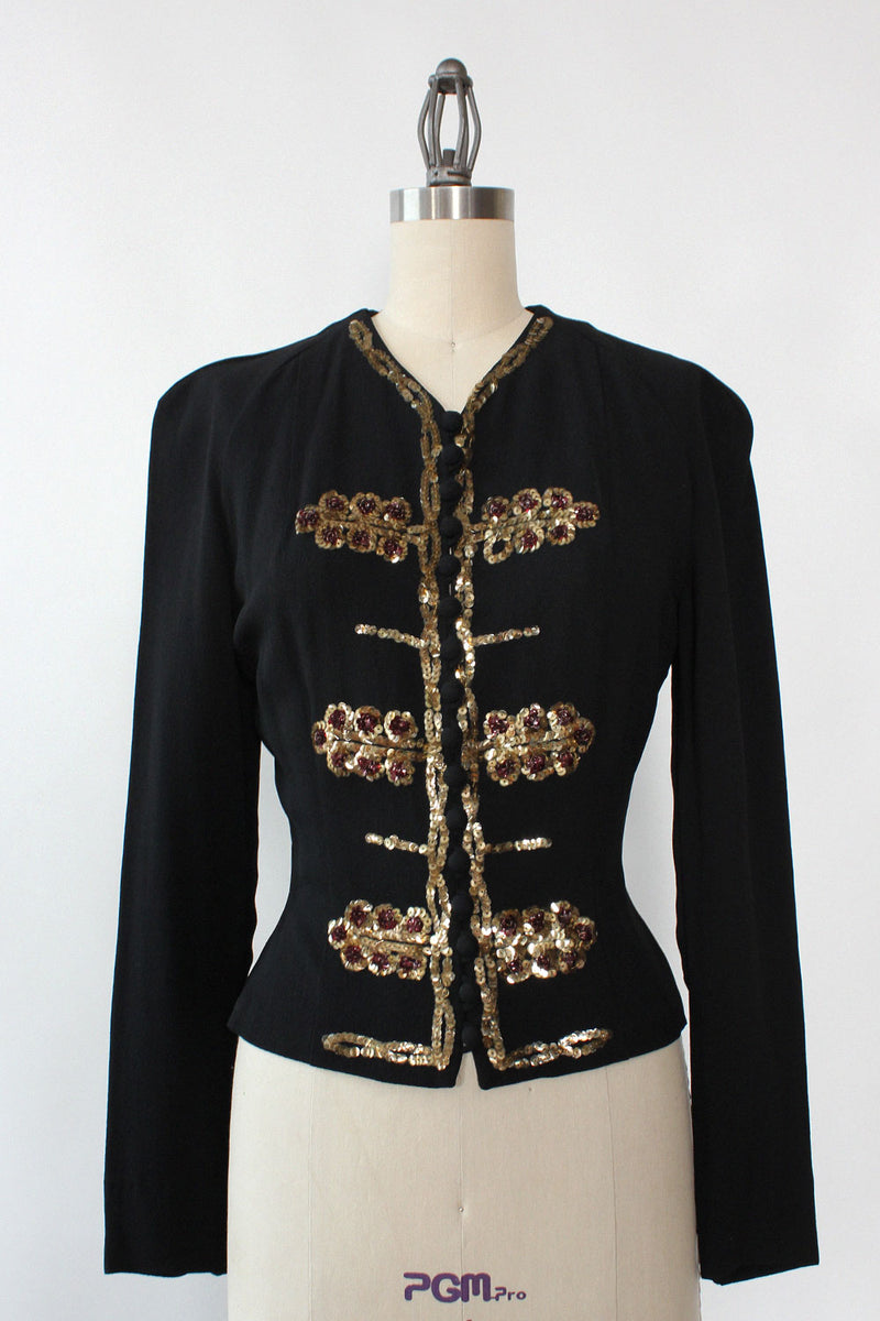 Sequined 1940s Scroll Shirt S/M