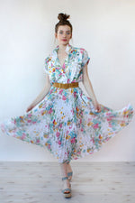 Pleated Botanical Dress M/L
