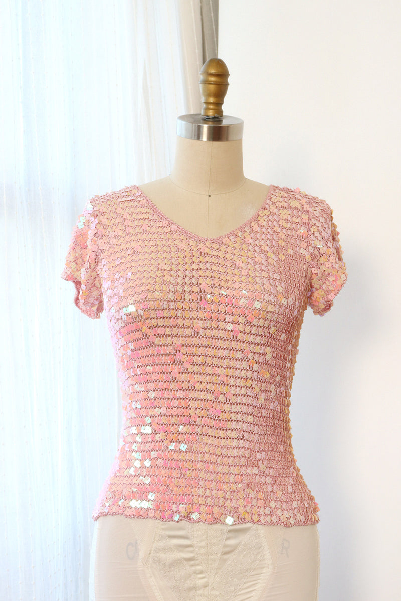 Lily Sequined Crochet Top XS-M