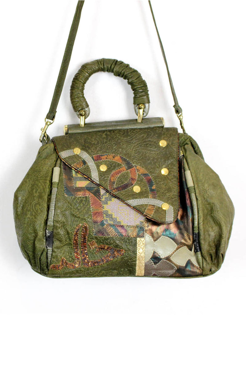 green tribal bag
