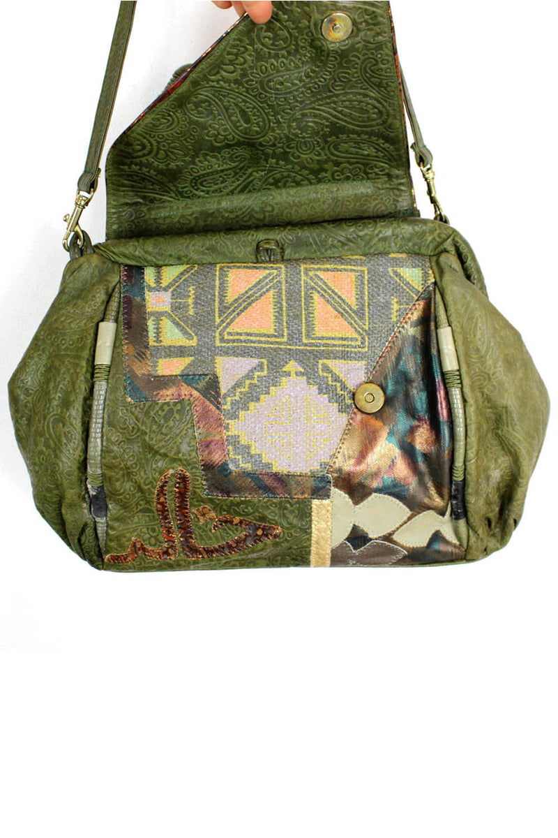 green tribal bag