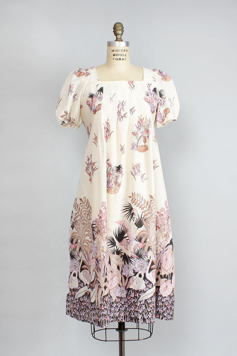 70s Ivory Stork Dress
