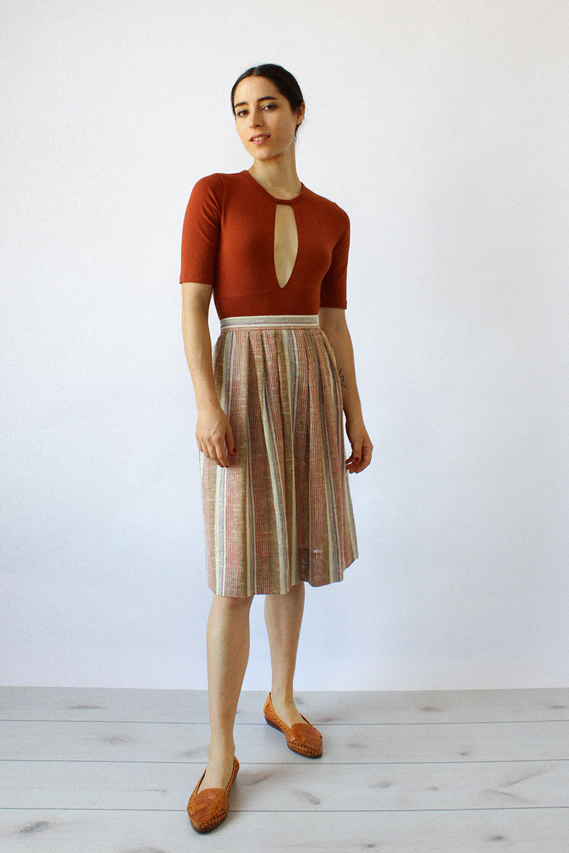 Nubby Natural Woven Skirt S