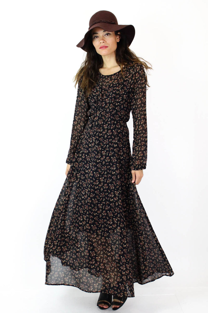 Micro Floral Full Sweep Maxi Dress S/M