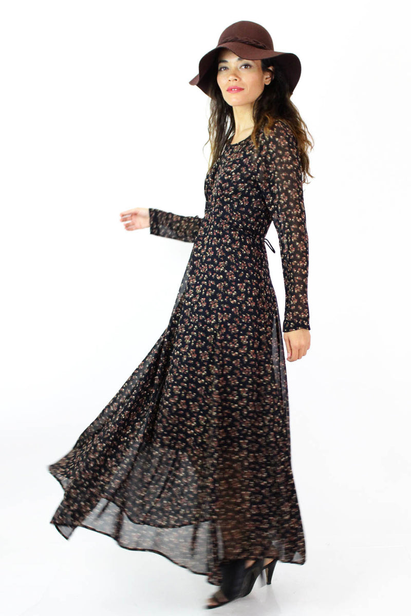 Micro Floral Full Sweep Maxi Dress S/M