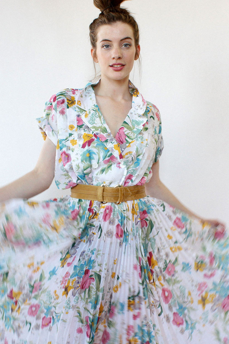 Pleated Botanical Dress M/L