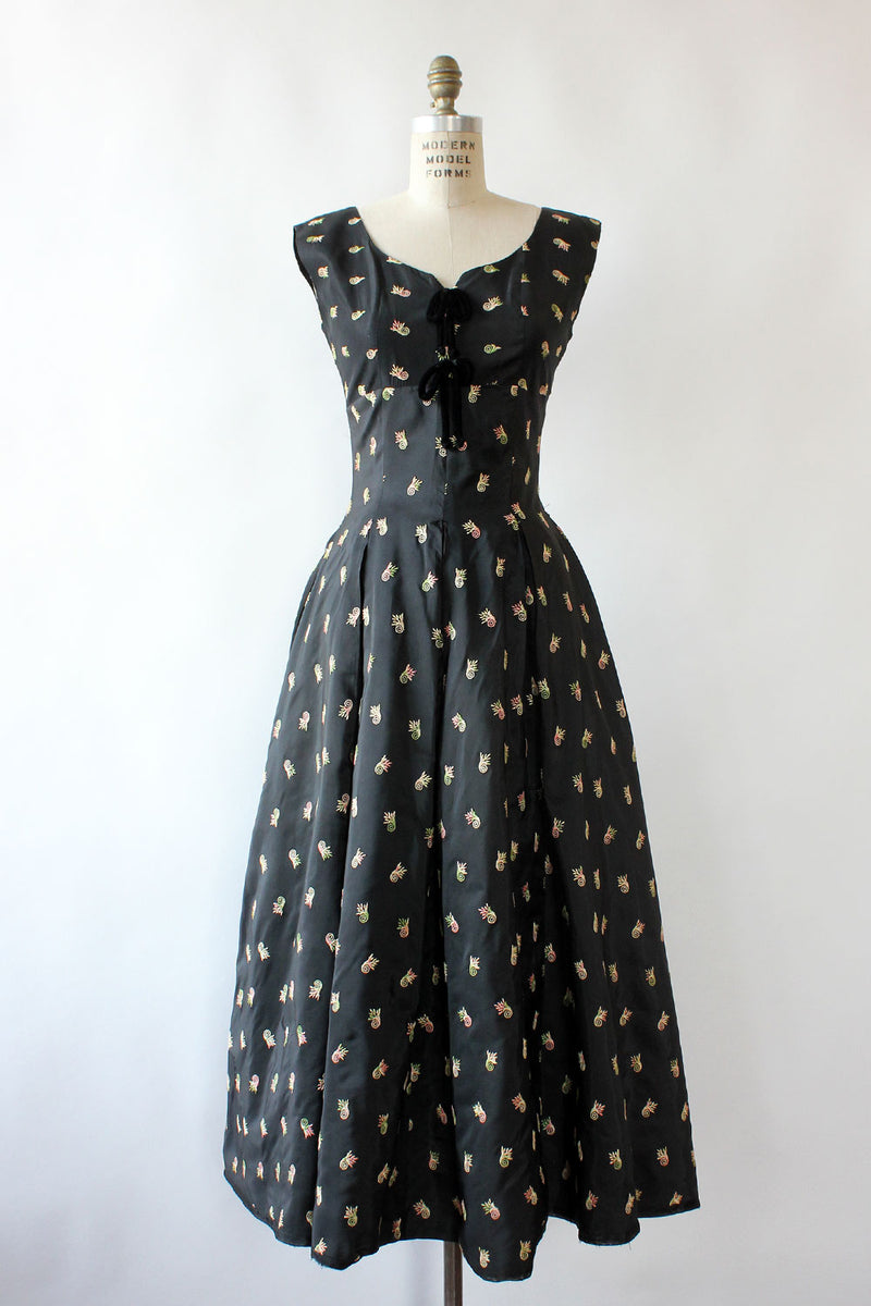 Taffeta Cornucopia 1950s Dress S/M