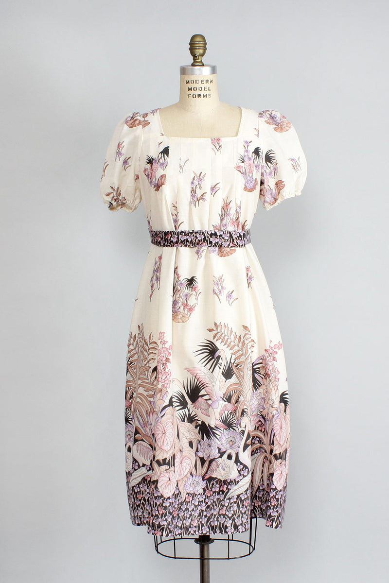 70s Ivory Stork Dress