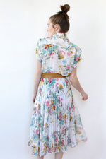 Pleated Botanical Dress M/L