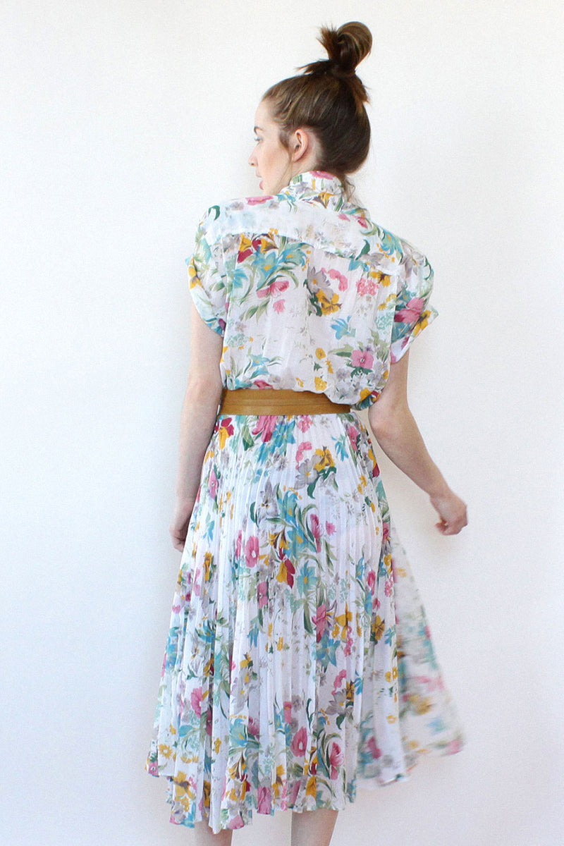 Pleated Botanical Dress M/L