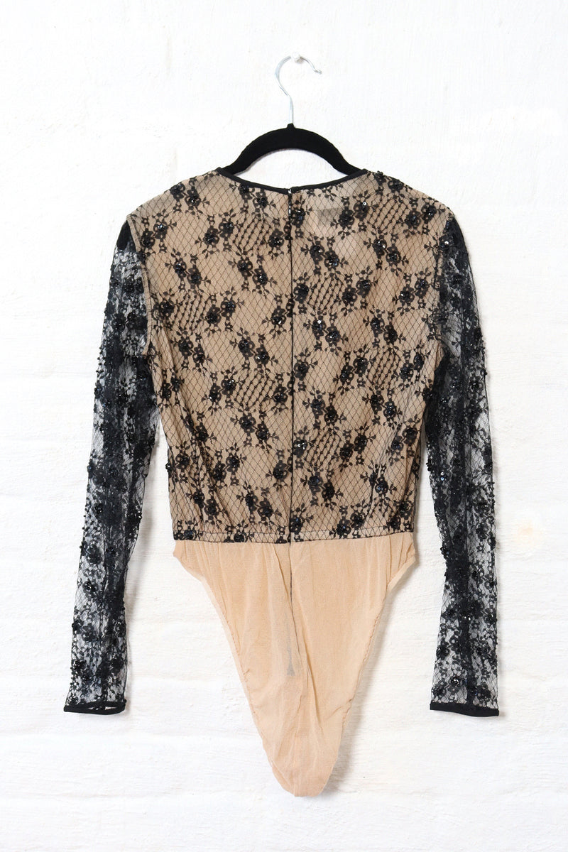 Starry Beaded Lace Bodysuit M