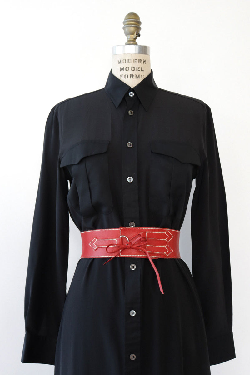 Ruby Red Leather Waist Belt S/M