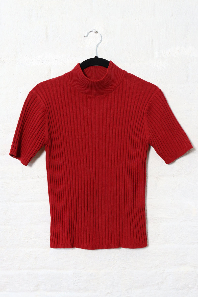 Ruby Red Ribbed Top S/M – OMNIA