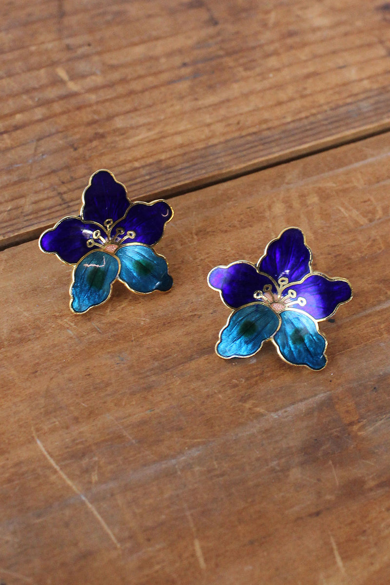 Royal Lily Enamel Earrings