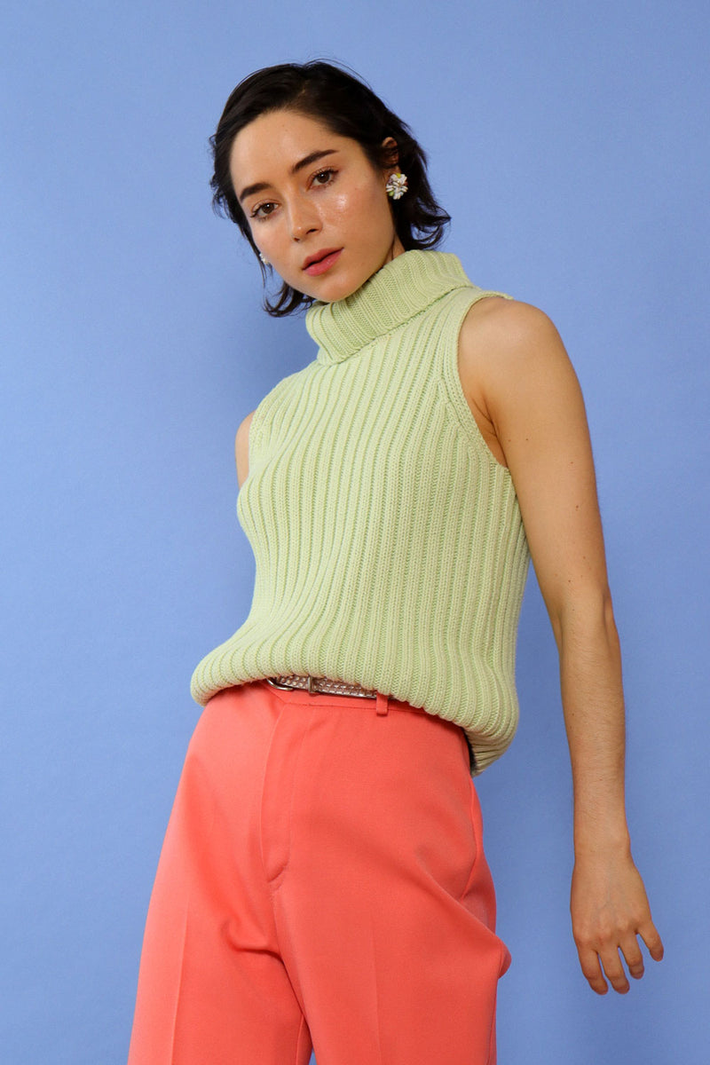 Spearmint Sleeveless Turtleneck XS-M