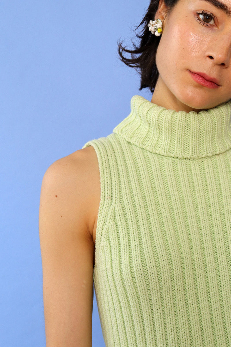 Spearmint Sleeveless Turtleneck XS-M