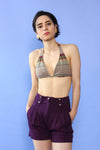 Eggplant High Waist Cuffed Shorts XS