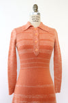 70s Peach Ribbed Sweaterdress S/M