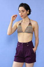 Eggplant High Waist Cuffed Shorts XS