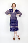 Inky Blue Floral Indian Cotton Dress