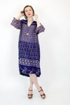 Inky Blue Floral Indian Cotton Dress