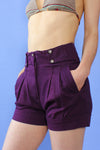 Eggplant High Waist Cuffed Shorts XS