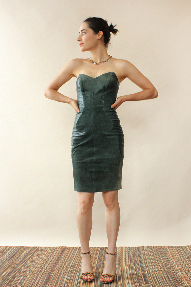 North Beach Leather Bustier Dress XS