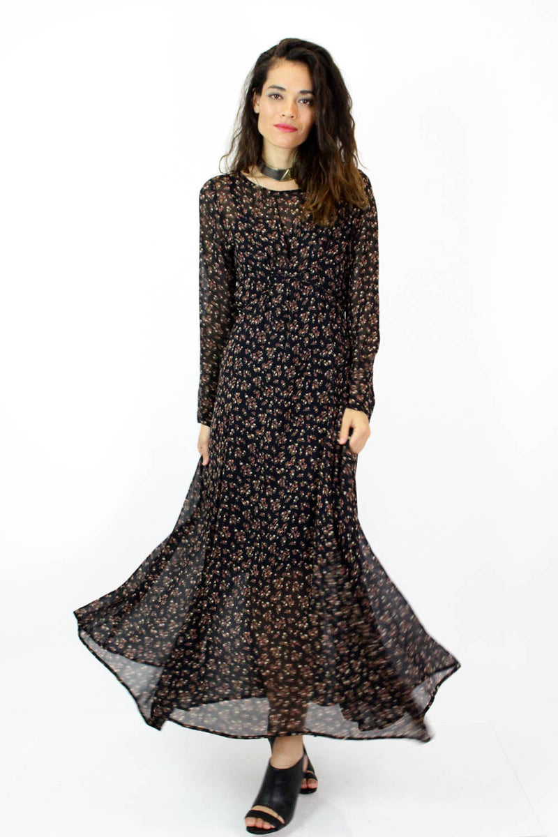 Micro Floral Full Sweep Maxi Dress S/M