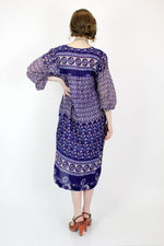 Inky Blue Floral Indian Cotton Dress