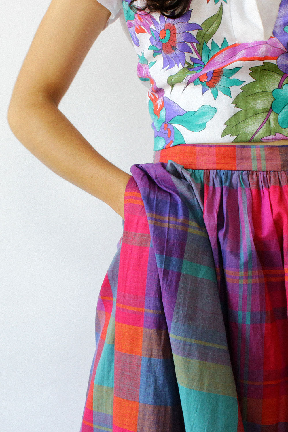 Jewel Tone Madras Skirt S