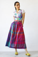 Jewel Tone Madras Skirt S