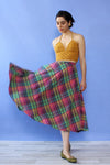 Kiwi Strawberry Plaid Circle Skirt XS