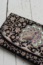 Embroidered Peacock Pouch