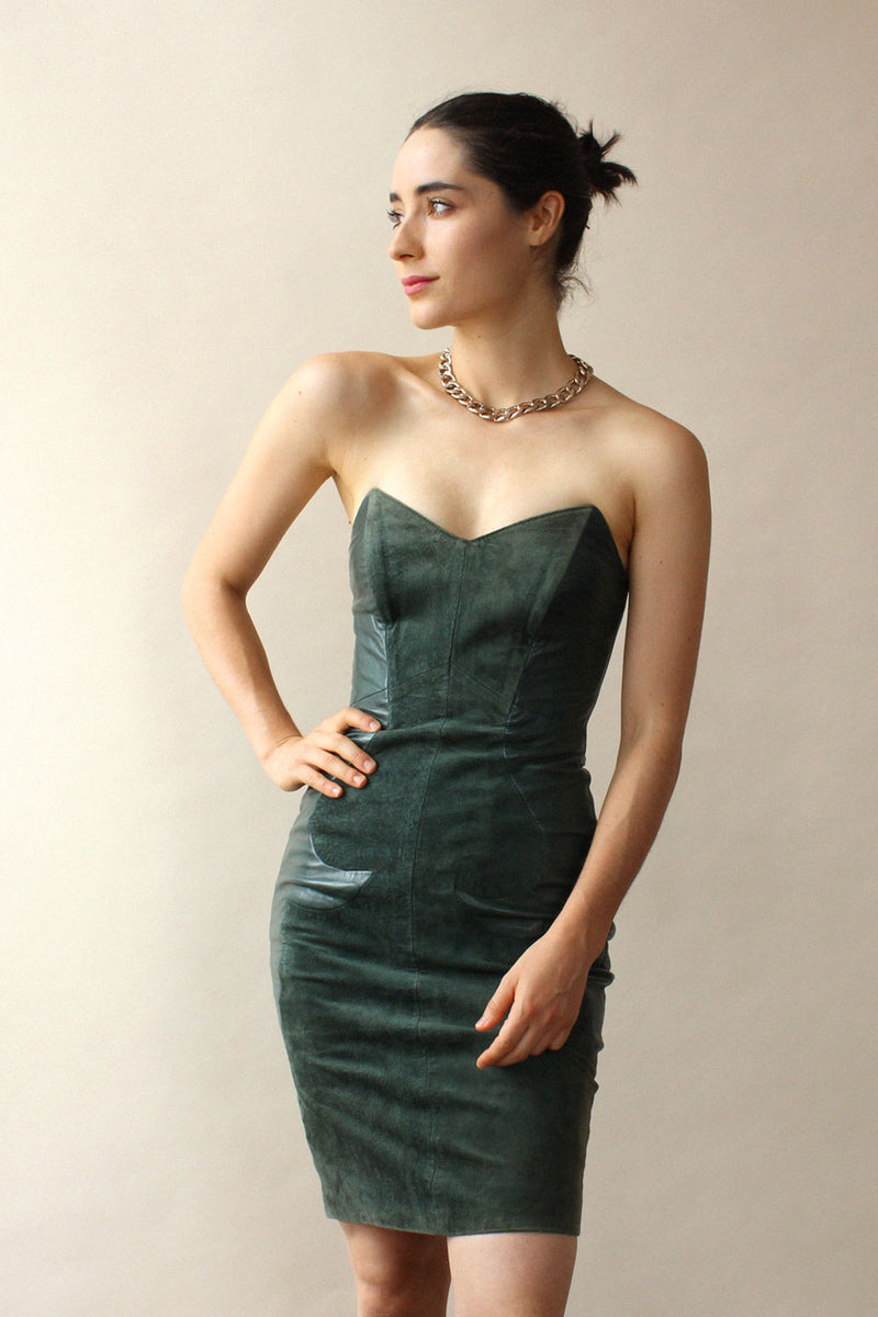 North Beach Leather Bustier Dress XS