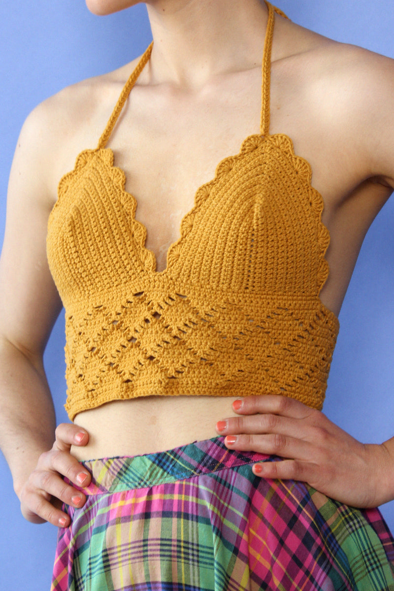 Saffron Crochet Halter Top XS-M