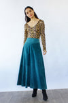 Teal Suede Flare Skirt XS-M