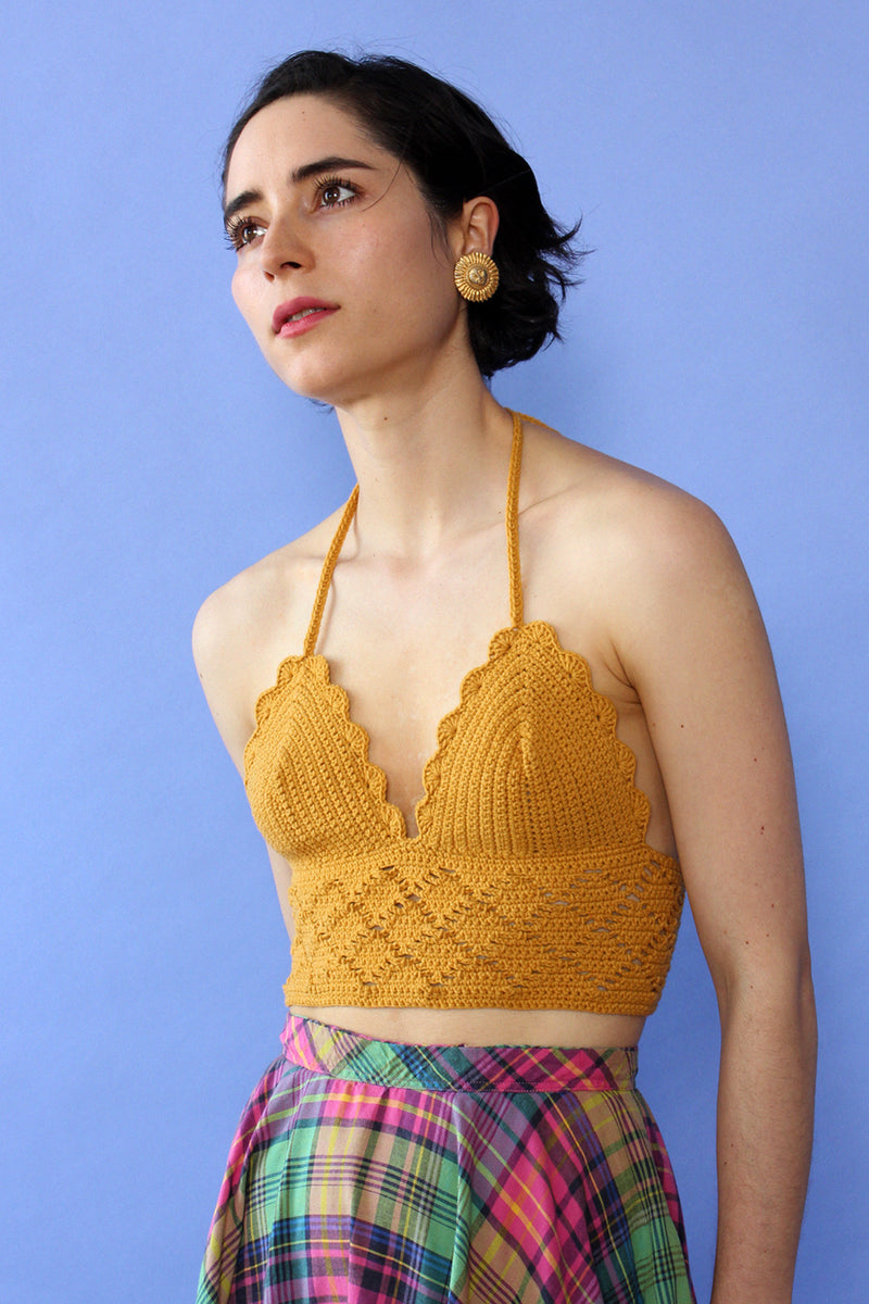 Saffron Crochet Halter Top XS-M
