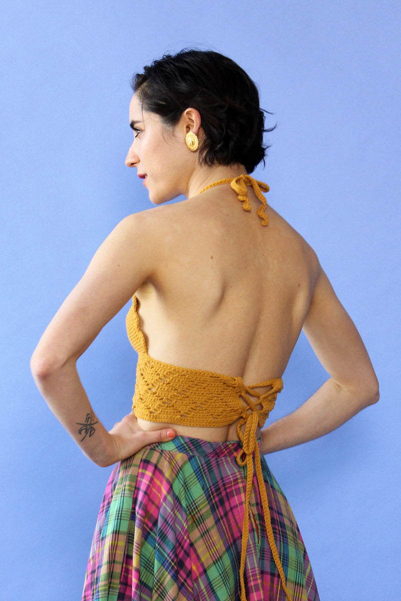 Saffron Crochet Halter Top XS-M