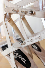 Chanel Cap Toe Wrap Ankle Heels 37.5