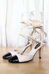 Chanel Cap Toe Wrap Ankle Heels 37.5