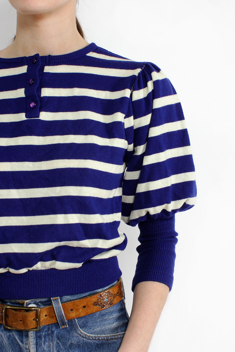 Striped Puff Sweater S/M