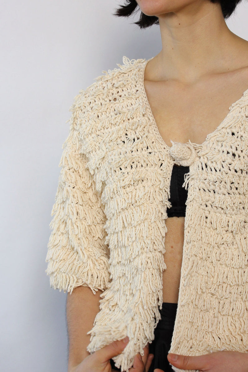 Shaggy Cream Cardi XS-M