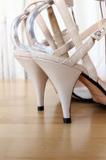 Chanel Cap Toe Wrap Ankle Heels 37.5