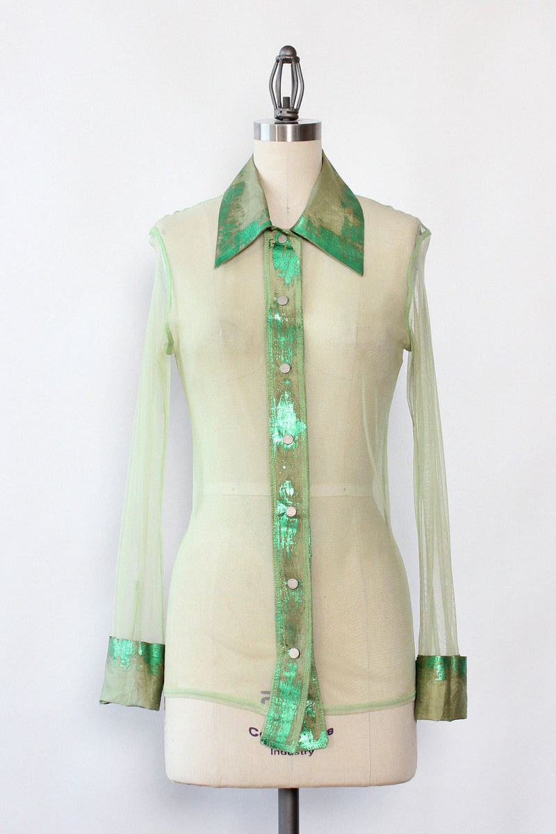 Lime Green Mesh Blouse S/M