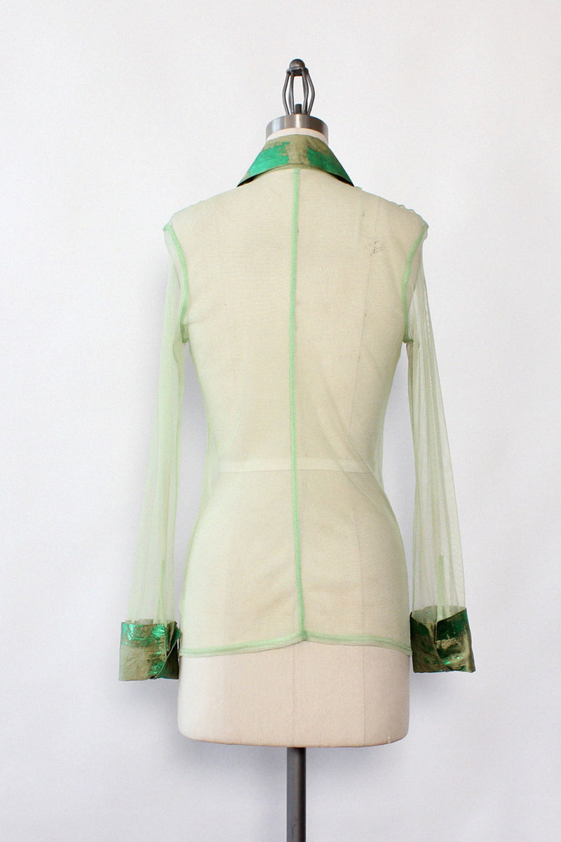 Lime Green Mesh Blouse S/M