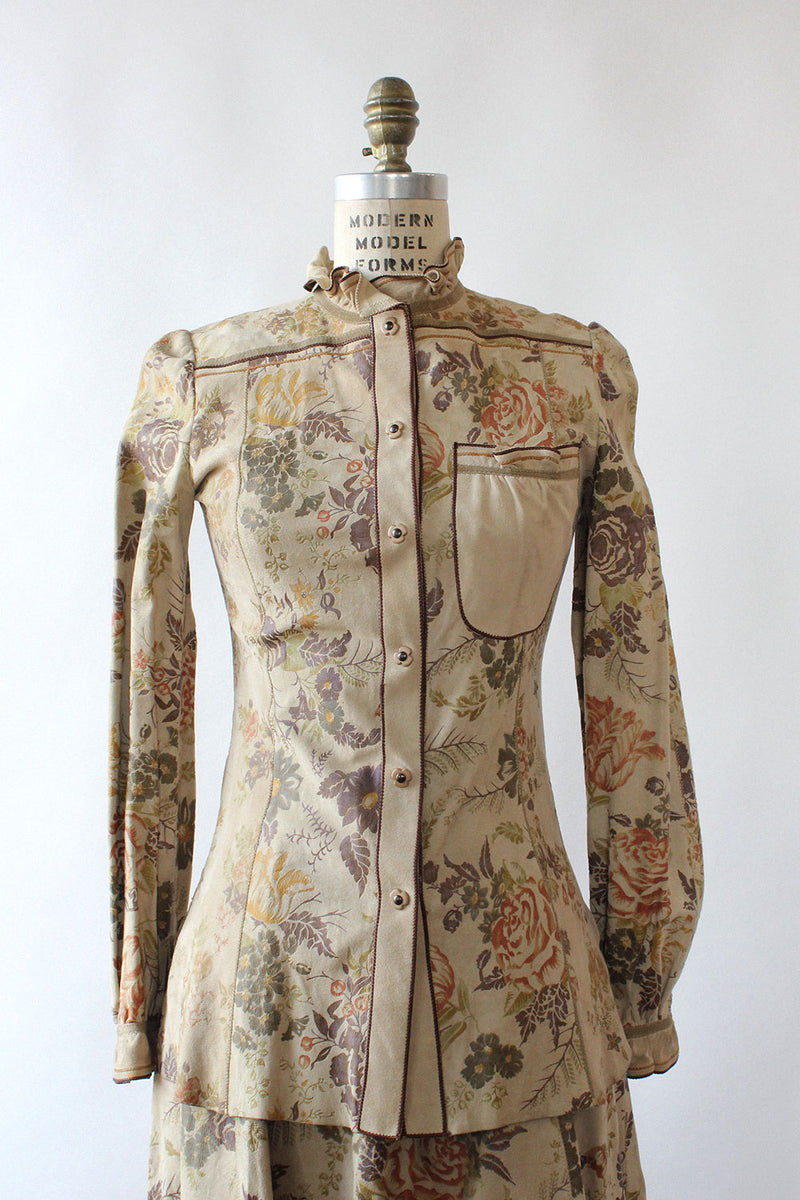 Roberto Cavalli Suede Floral 2 pc Set XS/S