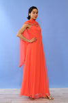 Shannon Rodgers Coral Rhinestone Chiffon Gown S