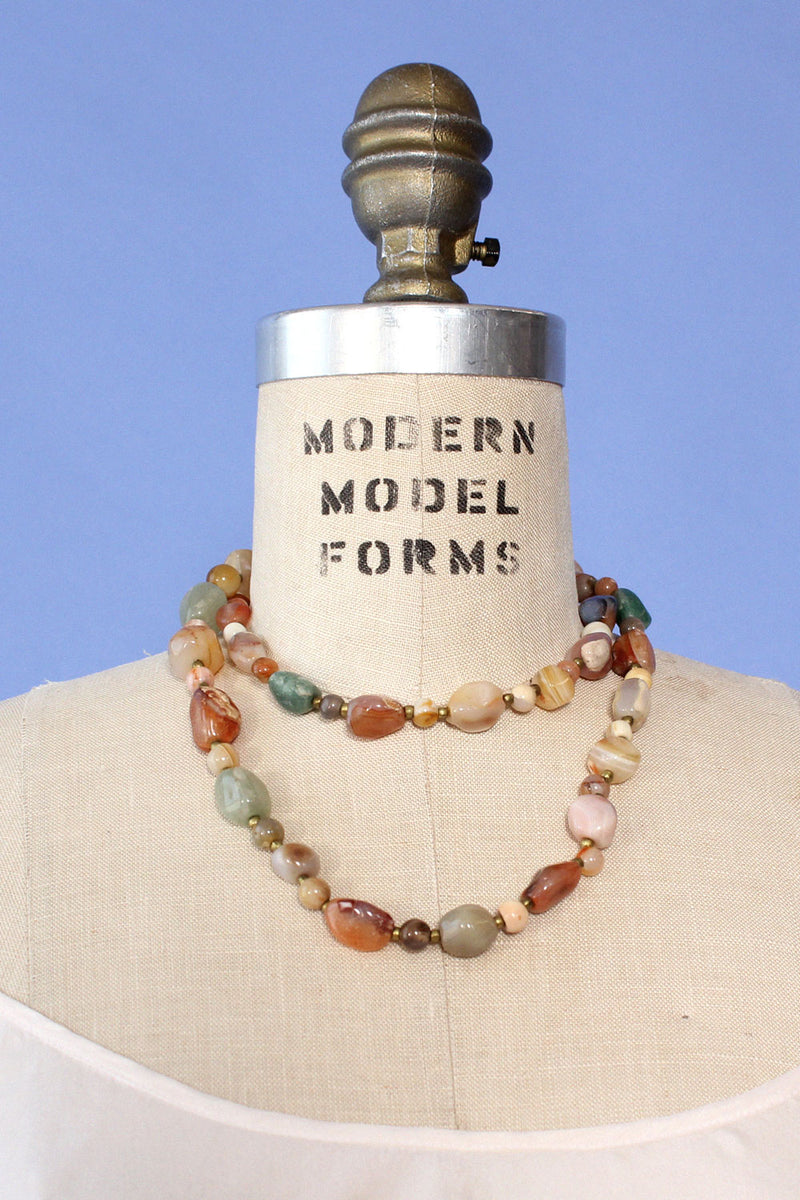Polished Earthtone Stone Necklace
